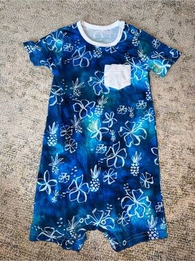 Coco Moon Blue Floral Kids Romper with Pocket